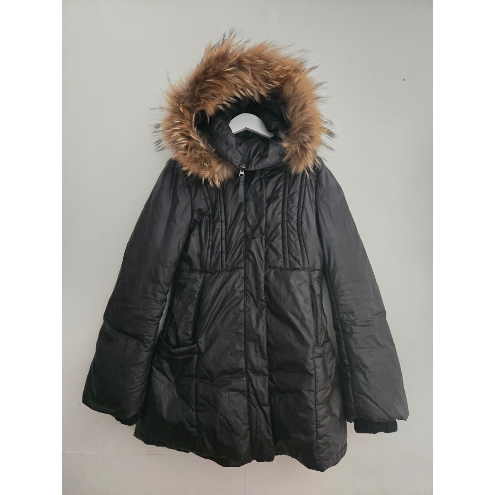 MACKAGE Padded Winter Parka Fur Hood Women's Black Warm Cozy Fashion